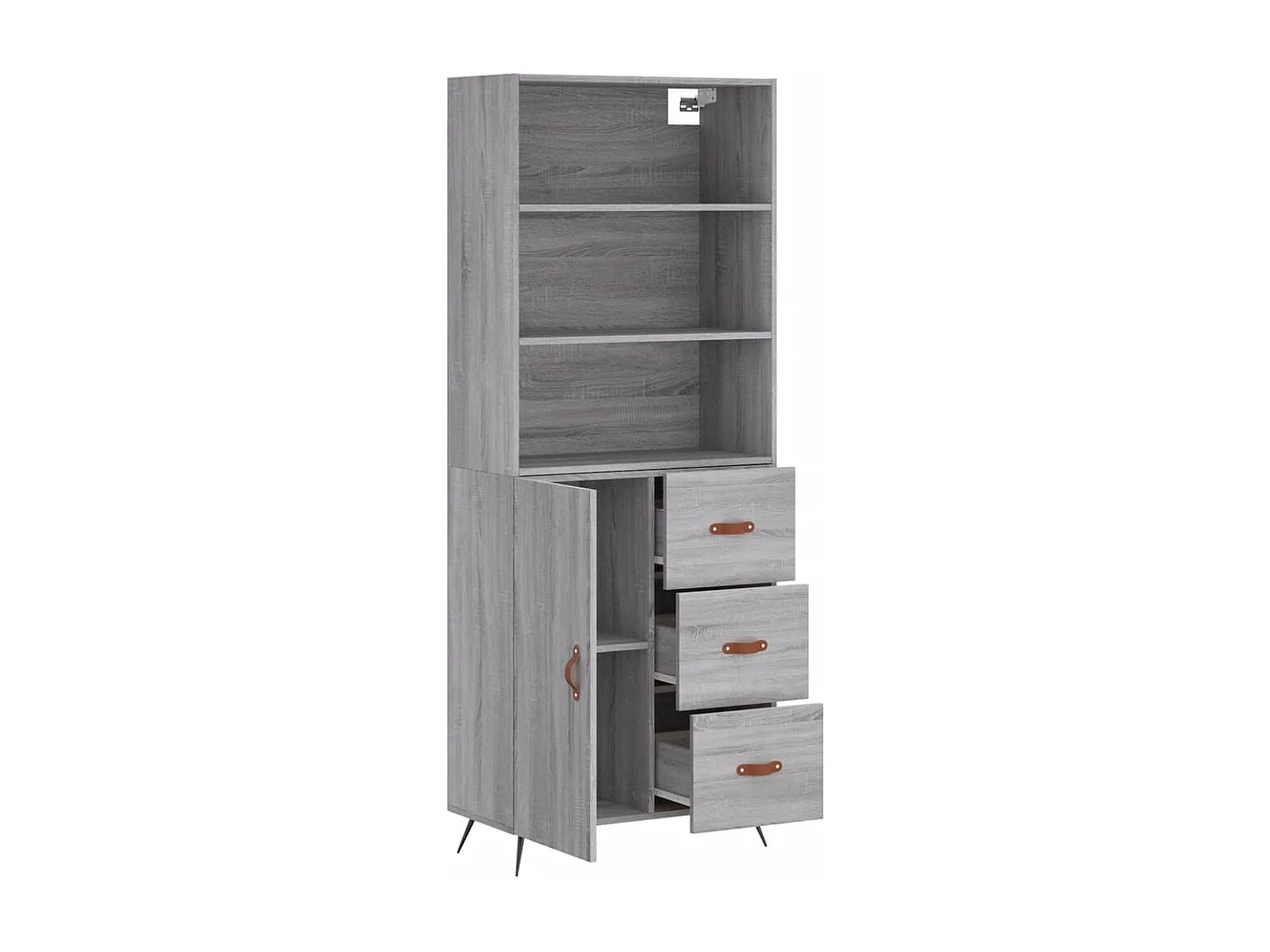 Highboard Grau Sonoma 69,5x34x180 cm Holzwerkstoff