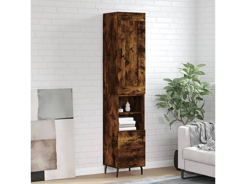 Credenza Rovere Fumo 34,5x34x180 cm in Legno Multistrato