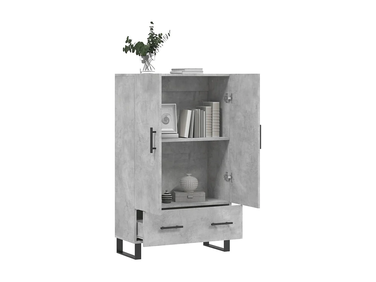 Hoge kast 69,5x31x115 cm bewerkt hout betongrijs