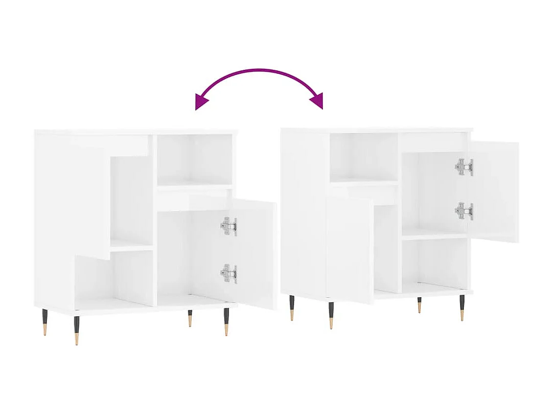 Credenza Bianco Lucido 60x35x70 cm in Legno Multistrato