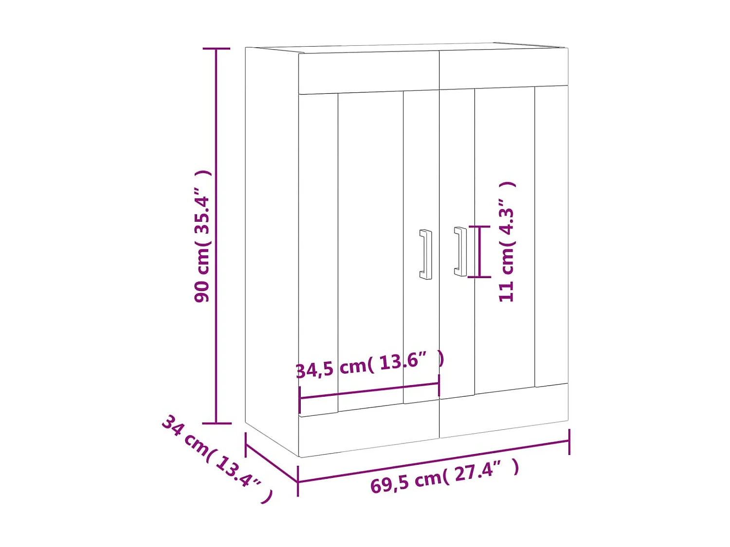 Armoire murale noir 69,5x34x90 cm