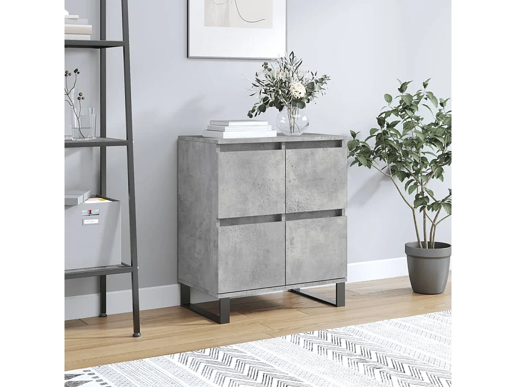 Aparador de madera contrachapada gris hormigón 60x35x70 cm