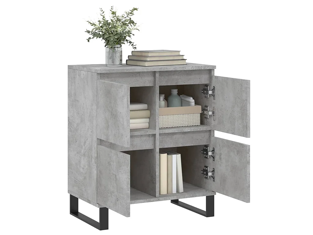 Aparador de madera contrachapada gris hormigón 60x35x70 cm