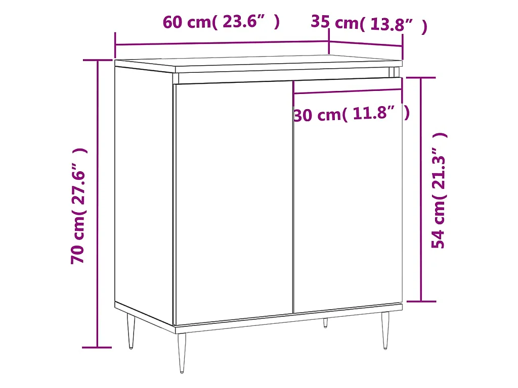 Buffet Blanc 60x35x70 cm Bois d'ingénierie