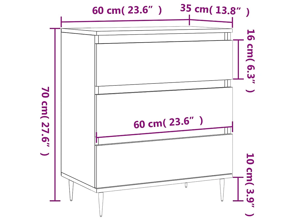 Dressoir 60x35x70 cm bewerkt hout sonoma eikenkleurig