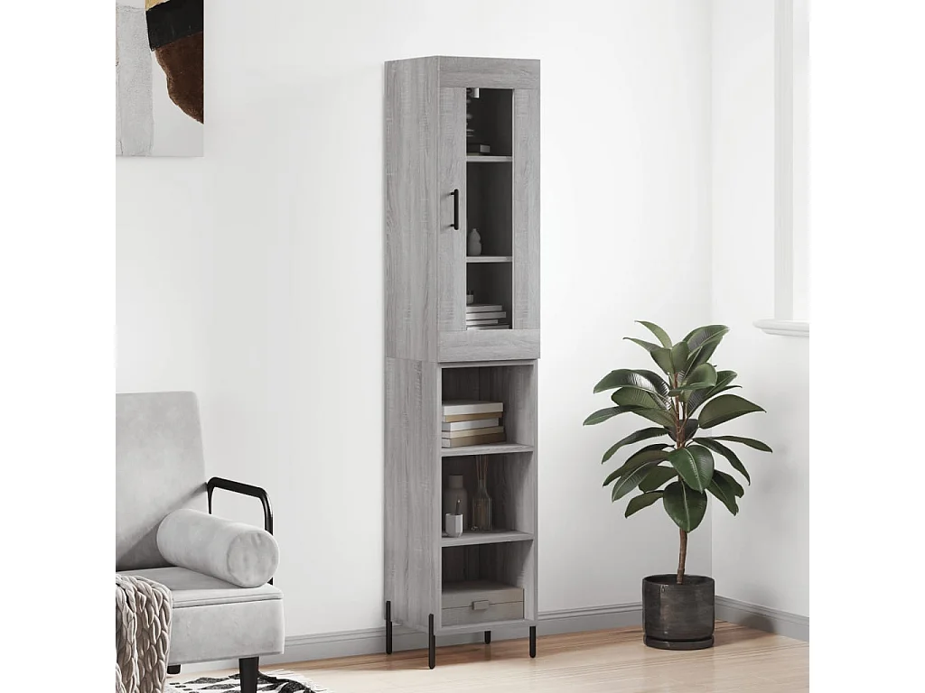 Credenza Grigio Sonoma 34,5x34x180 cm in Legno Multistrato