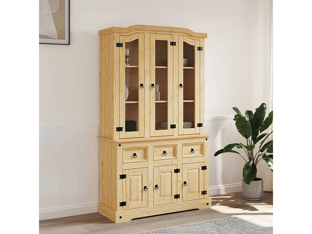 Highboard Corona 112x43x196 cm Massivholz Mexikanische Kiefer