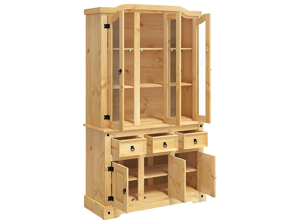 Buffet Corona marron 112x43x196 cm bois massif pin mexicain