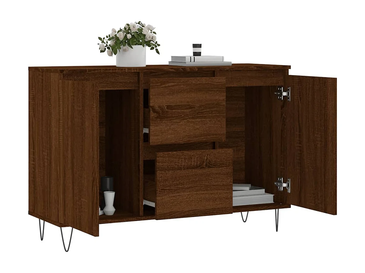 Sideboard Braun Eichen-Optik 101,5x35x70 cm Holzwerkstoff