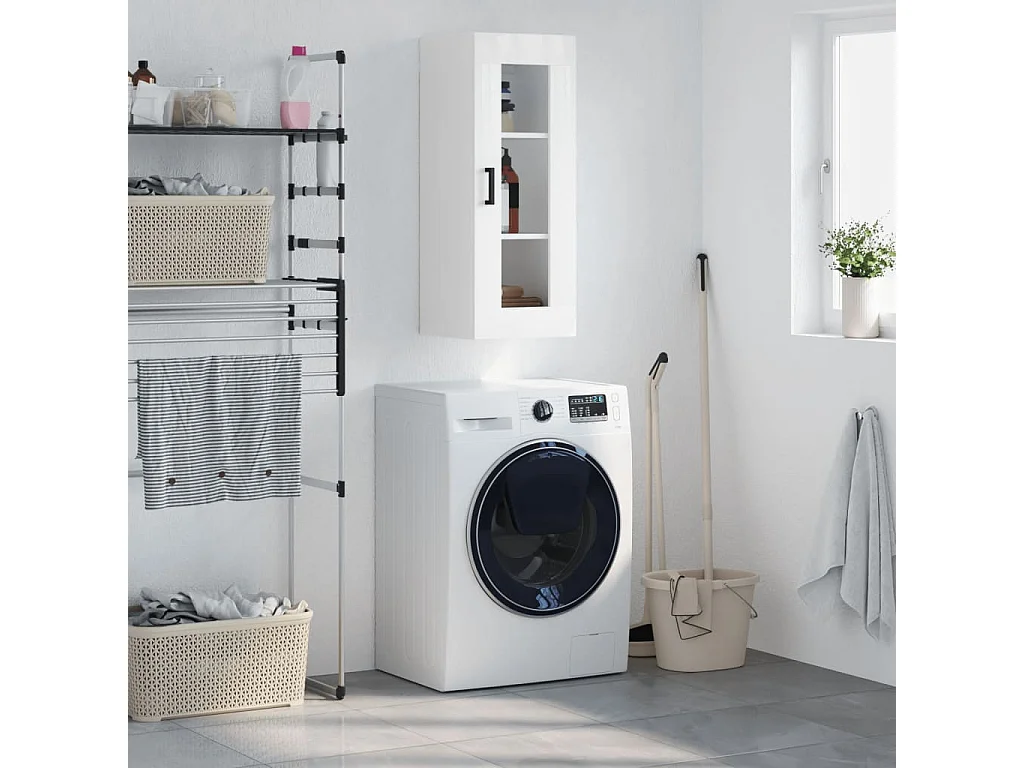 Armoire murale blanc brillant 34,5x34x90 cm