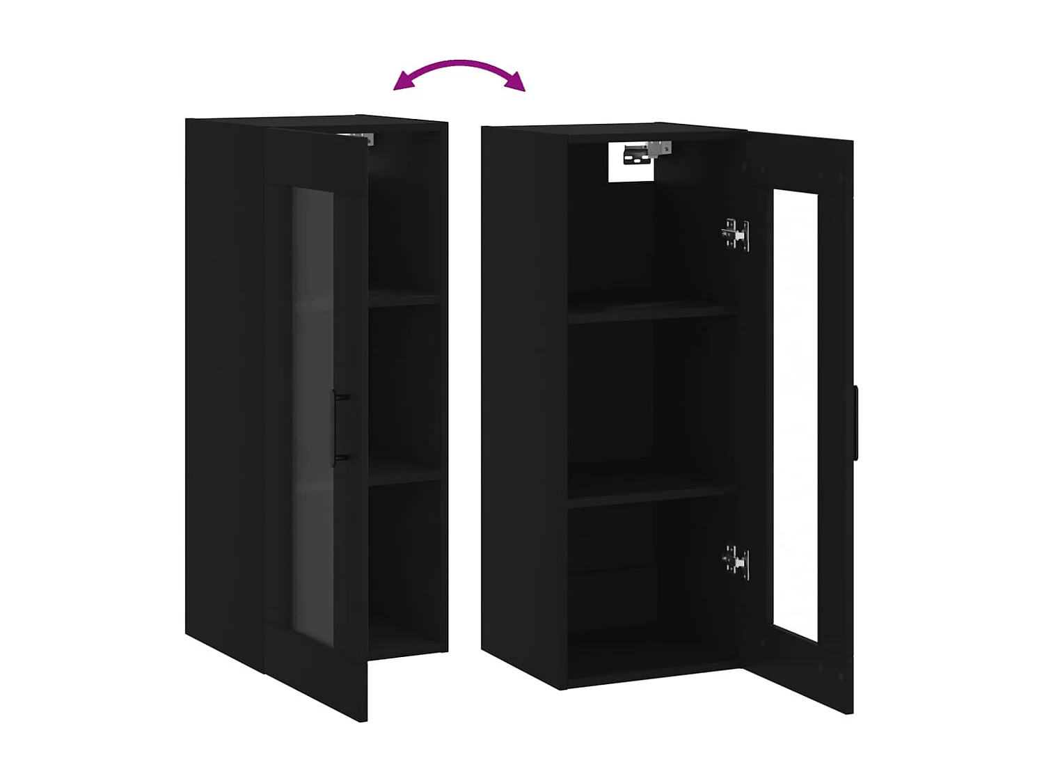 Mobile a Parete Nero 34,5x34x90 cm