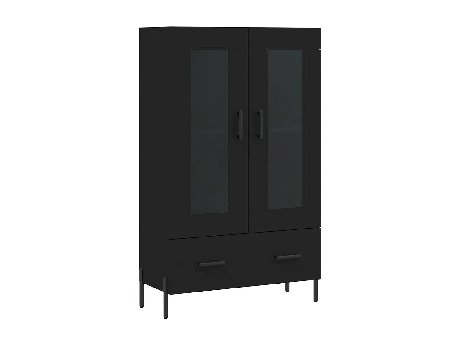 Buffet haut noir 69,5x31x115 cm bois d'ingénierie