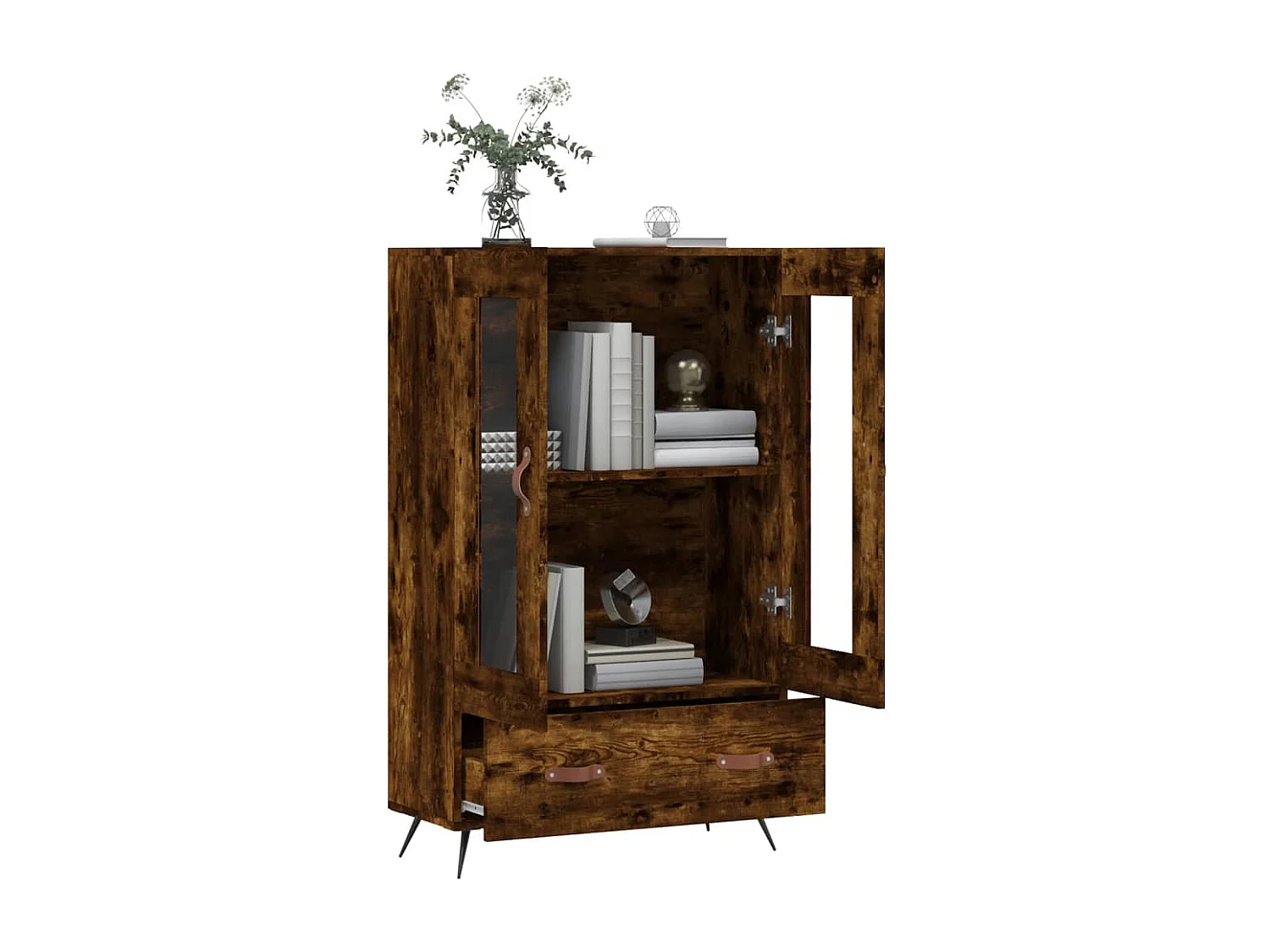 Buffet haut chêne fumé 69,5x31x115 cm bois d'ingénierie