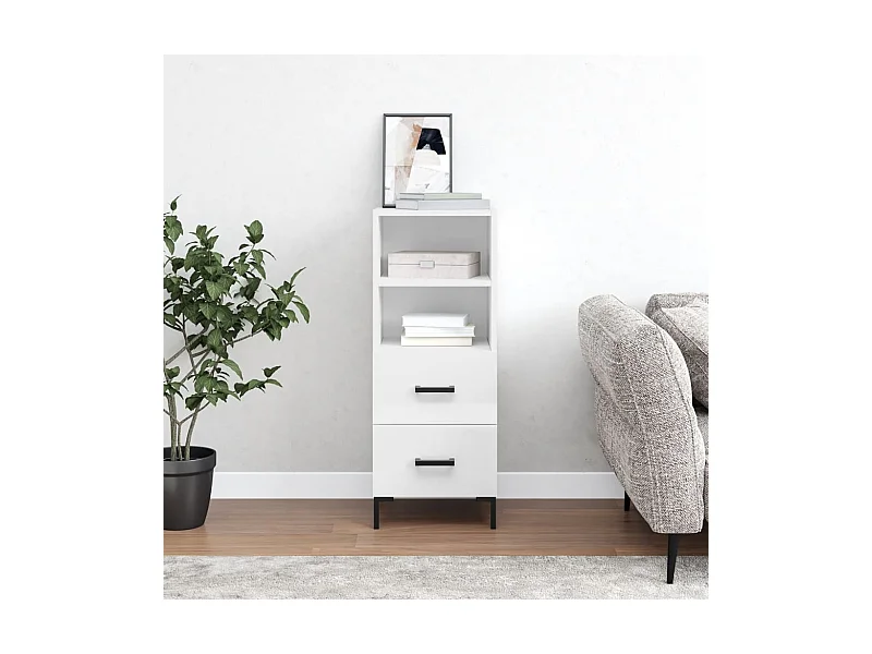 Sideboard Hochglanz-Weiß 34,5x34x90 cm Holzwerkstoff