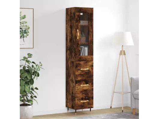 Kauf Unique Highboard Räuchereiche 34,5x34x180 cm Holzwerkstoff