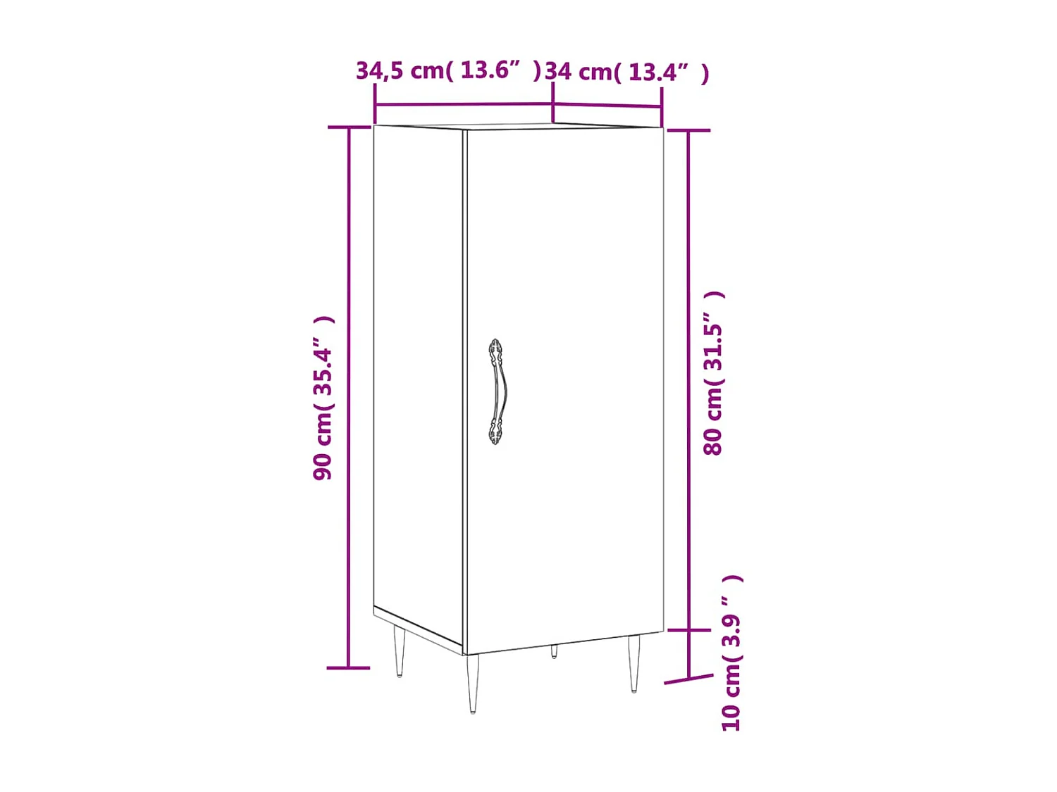 Credenza Grigio Sonoma 34,5x34x90 cm in Legno Multistrato