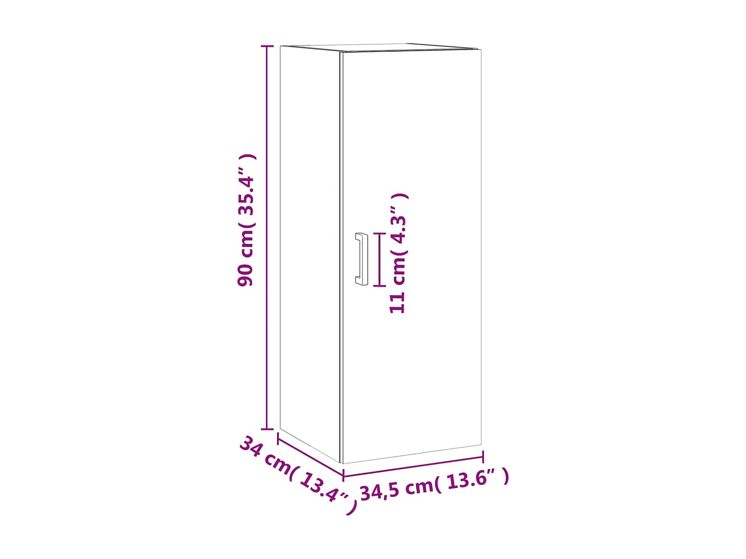 Mobile a Parete Grigio Cemento 34,5x34x90 cm