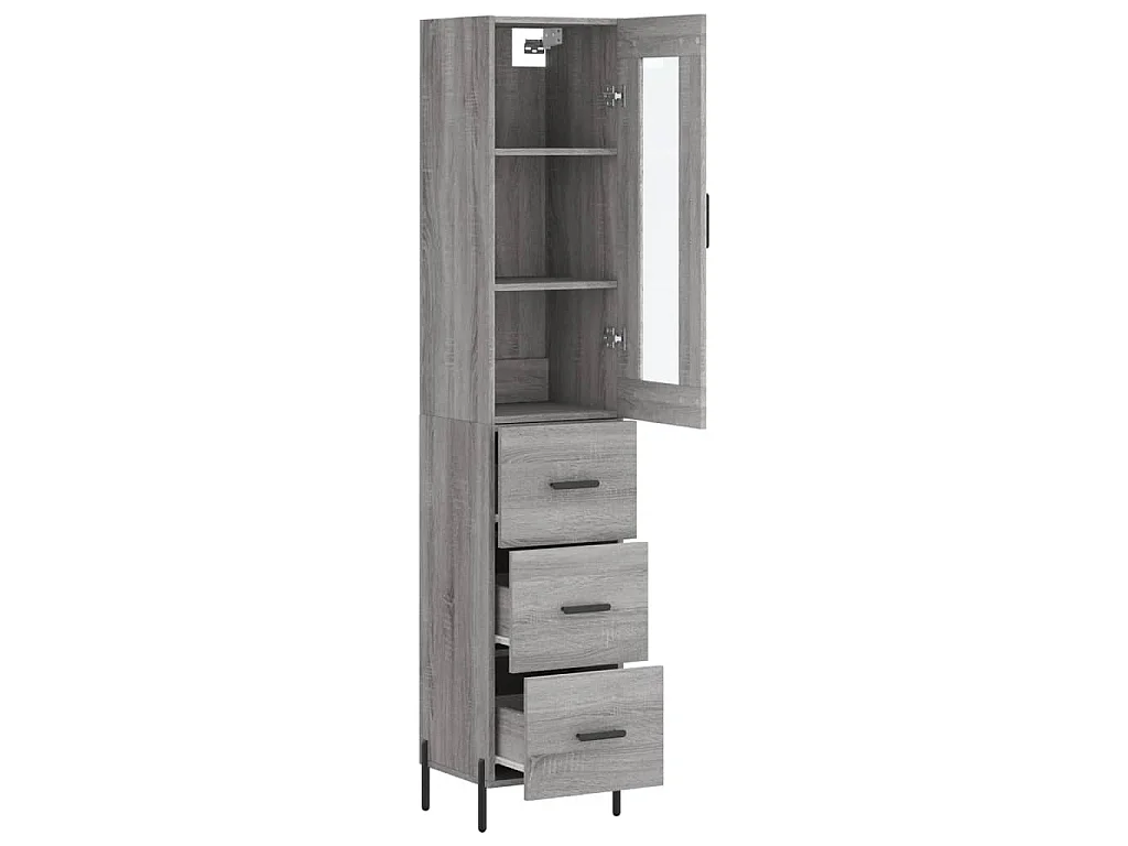 Buffet haut Sonoma gris 34,5x34x180 cm Bois d'ingénierie