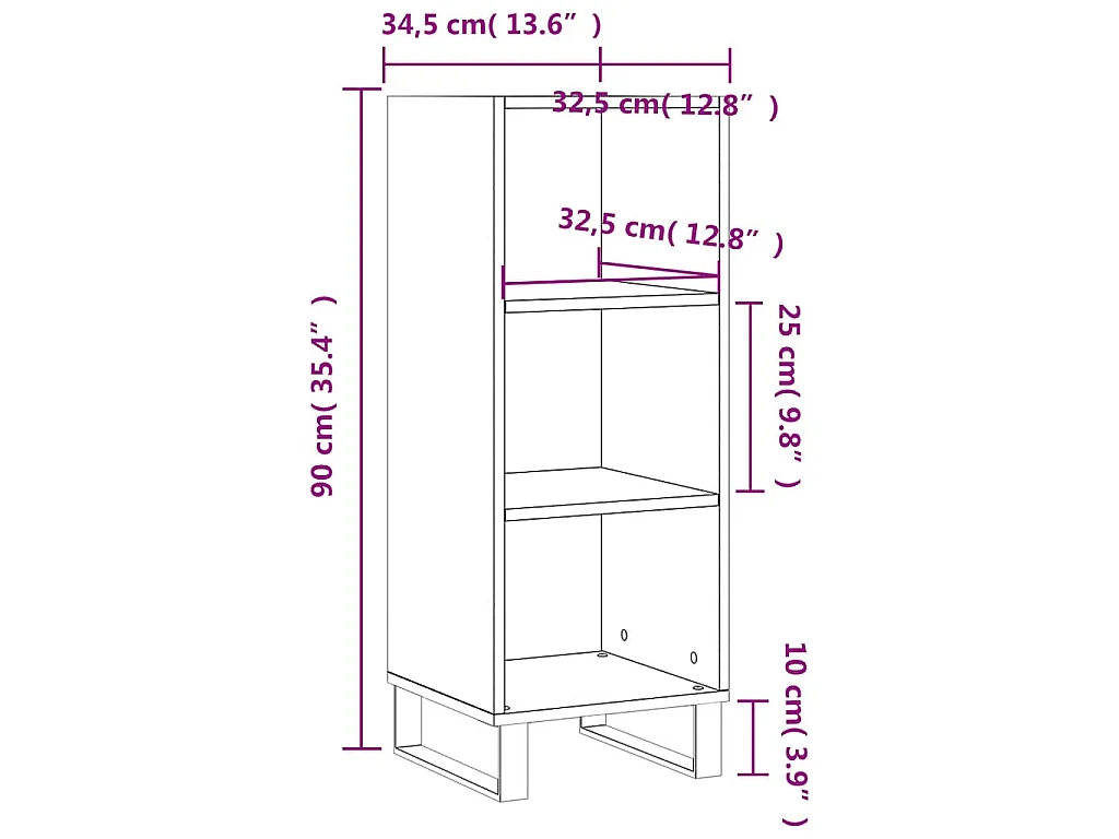 Buffet sonoma gris 34,5x32,5x90 cm bois d'ingénierie