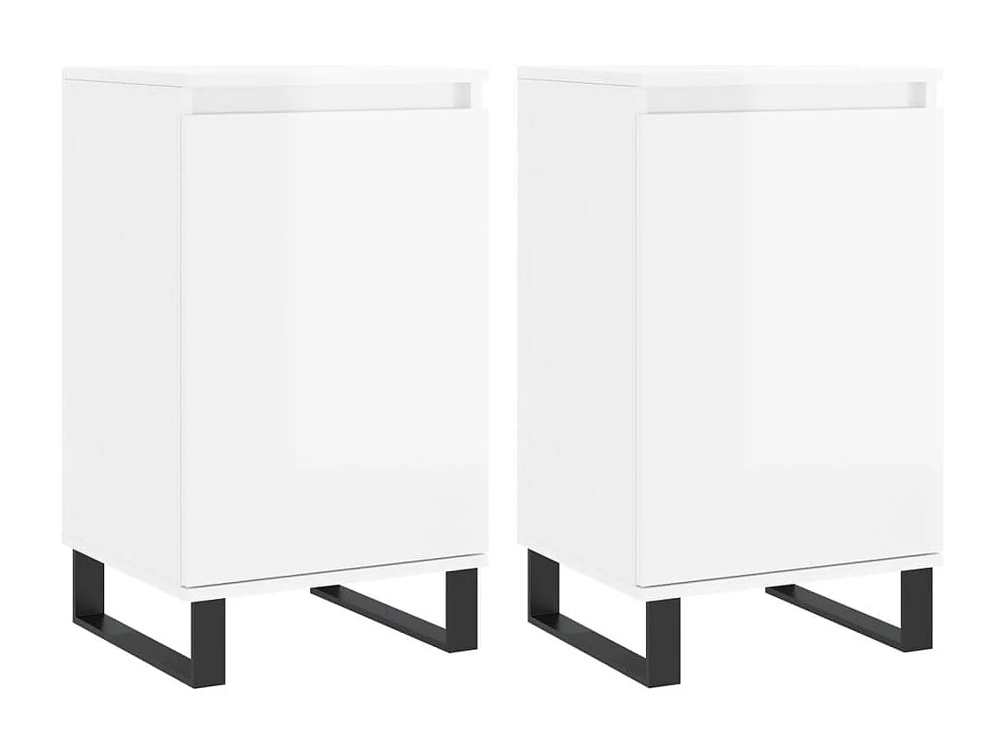 Aparadores 2 pcs 40x35x70 cm deriv. de madeira branco brilhante