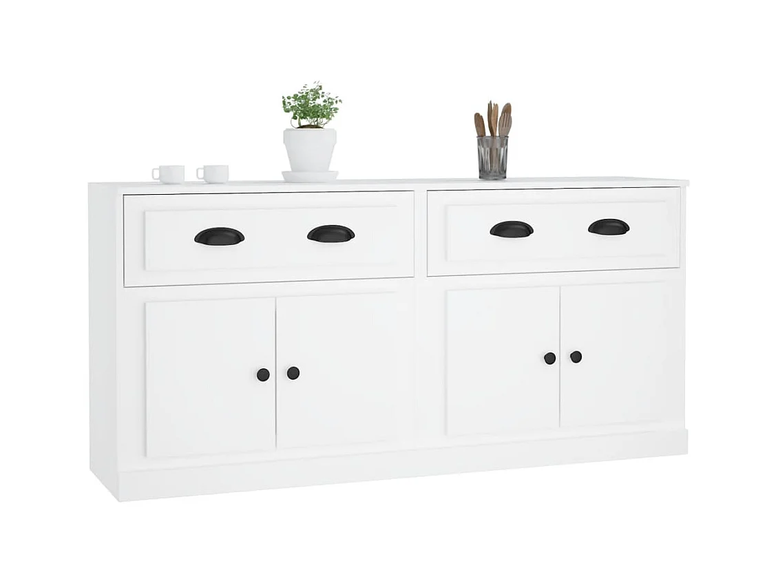 Buffets 2 pcs blanc bois d'ingénierie