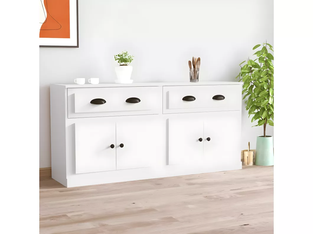 Kauf Unique Sideboards 2 Stk. Weiß Holzwerkstoff