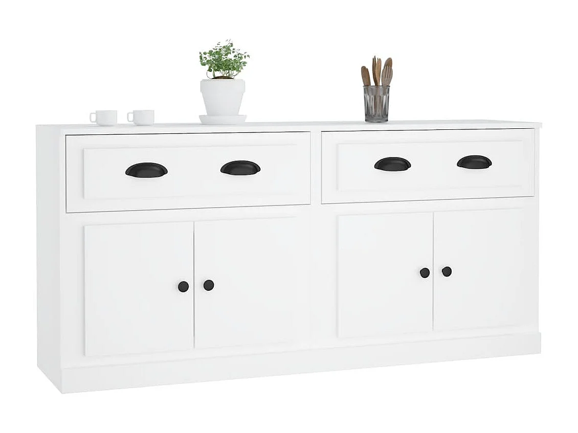 Sideboards 2 Stk. Weiß Holzwerkstoff