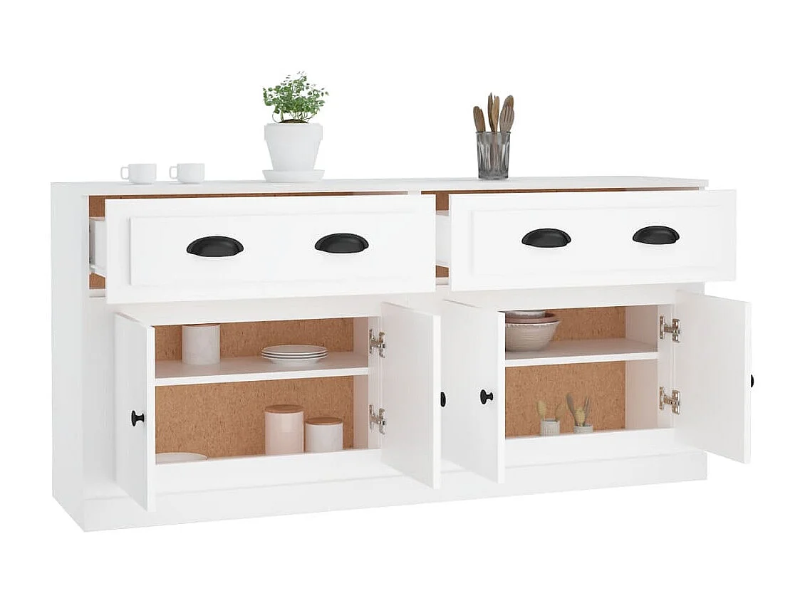 Sideboards 2 Stk. Weiß Holzwerkstoff