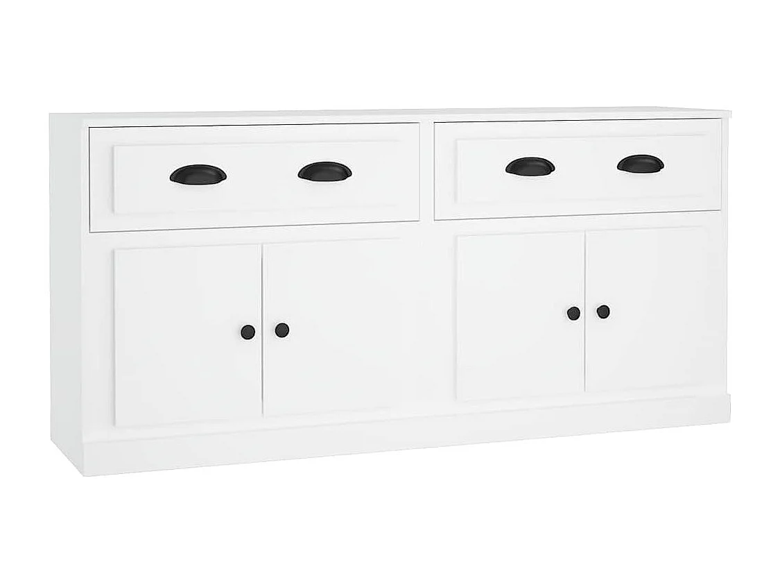 Sideboards 2 Stk. Weiß Holzwerkstoff