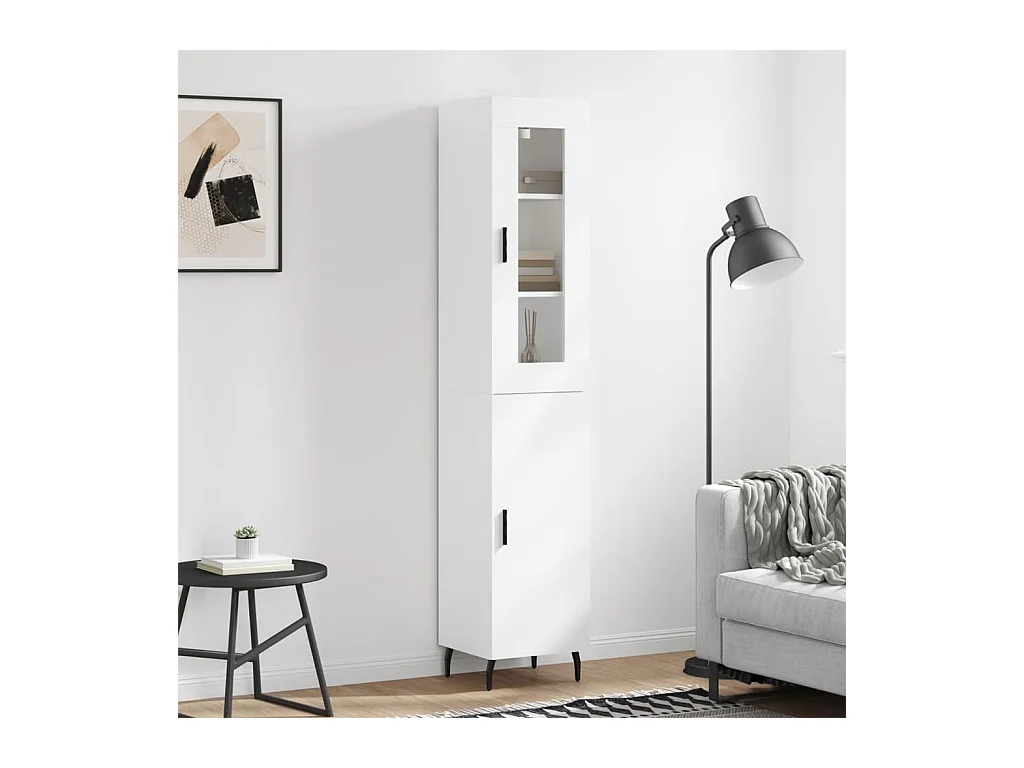 Buffet haut Blanc 34,5x34x180 cm Bois d'ingénierie