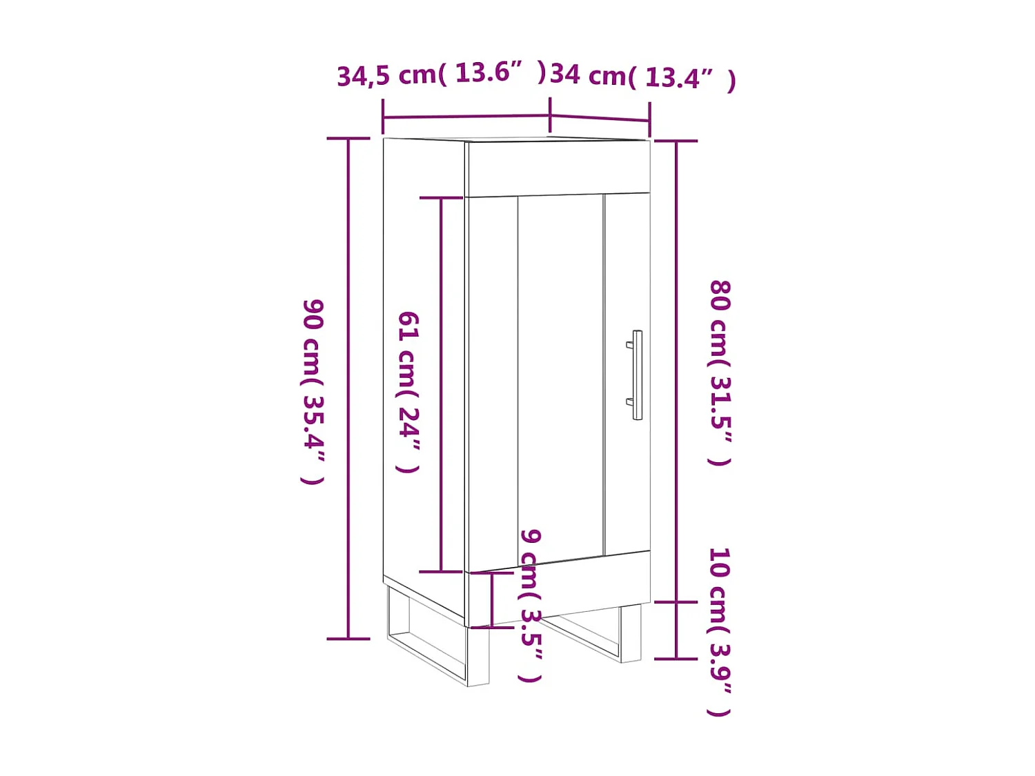 Buffet Chêne sonoma 34,5x34x90 cm Bois d'ingénierie