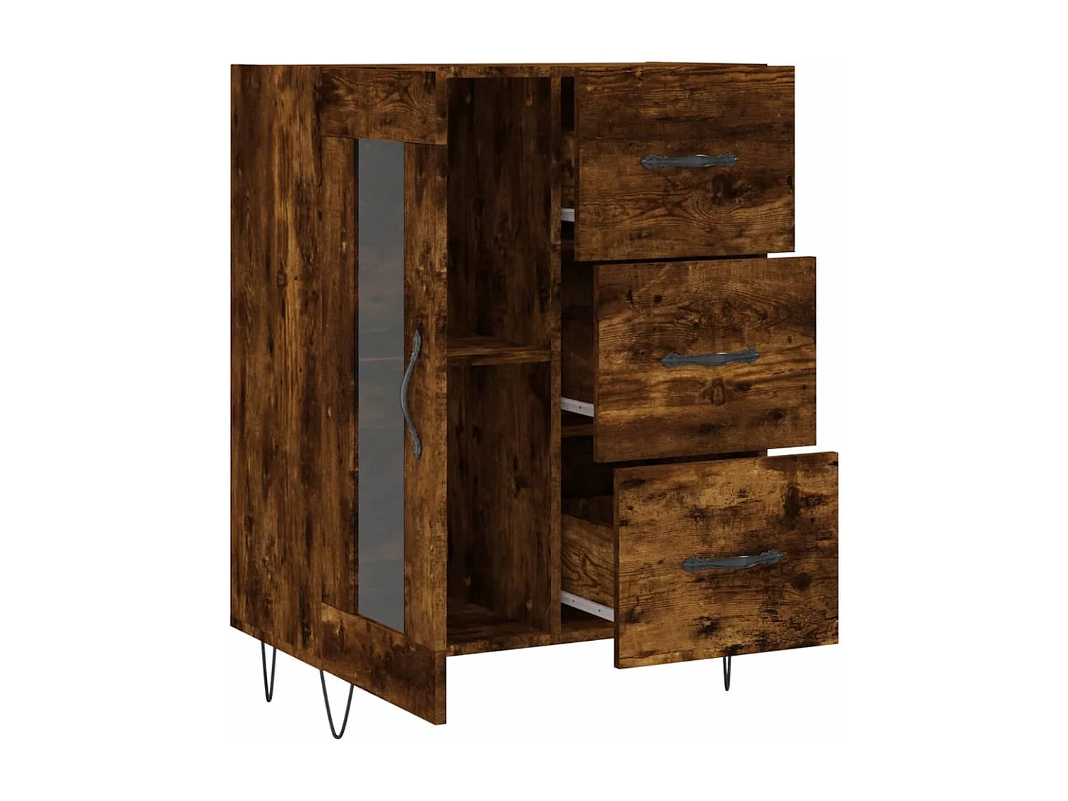 Buffet chêne fumé 69,5x34x90 cm bois d'ingénierie