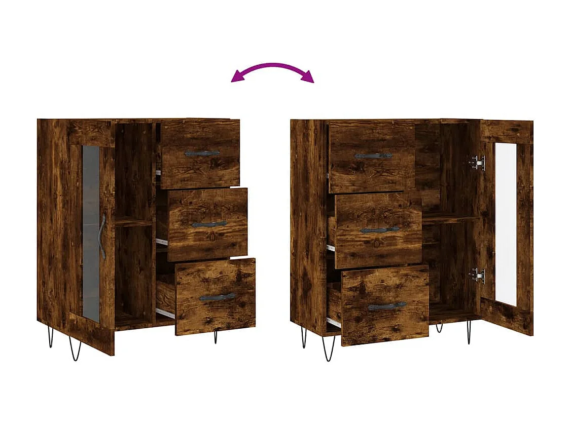 Buffet chêne fumé 69,5x34x90 cm bois d'ingénierie