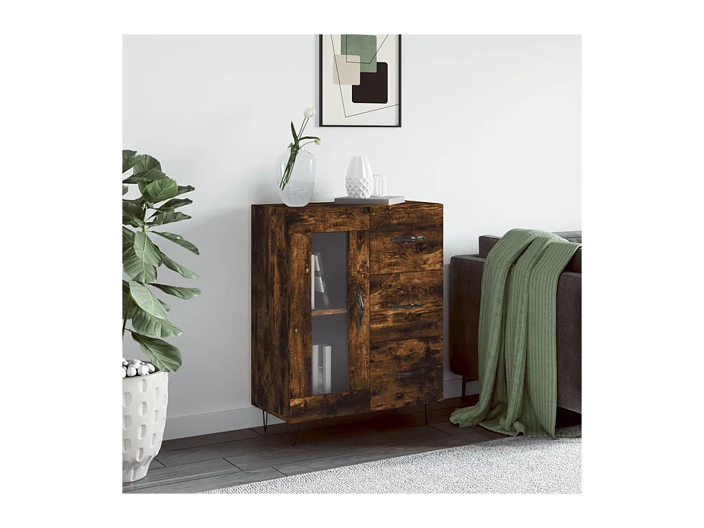 Credenza Rovere Fumo 69,5x34x90 cm in Legno Multistrato