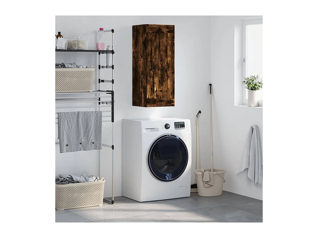Armoire murale chêne fumé 34,5x34x90 cm bois d'ingénierie