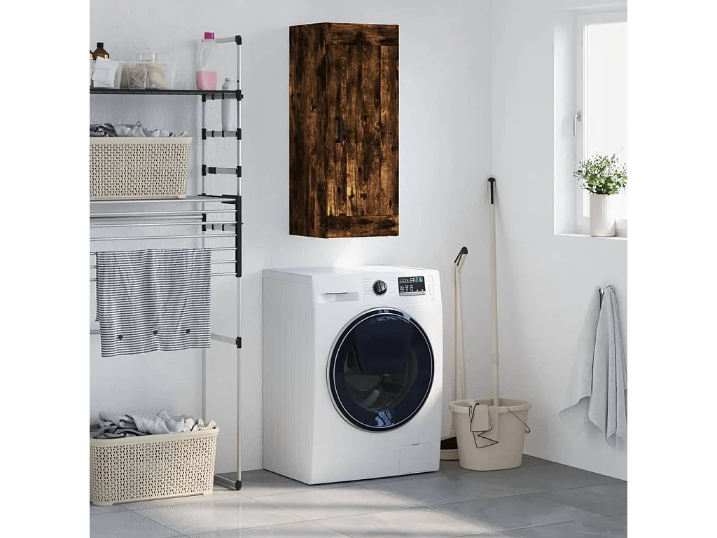 Mobile a Parete Rovere Fumo 34,5x34x90 cm in Legno Multistrato
