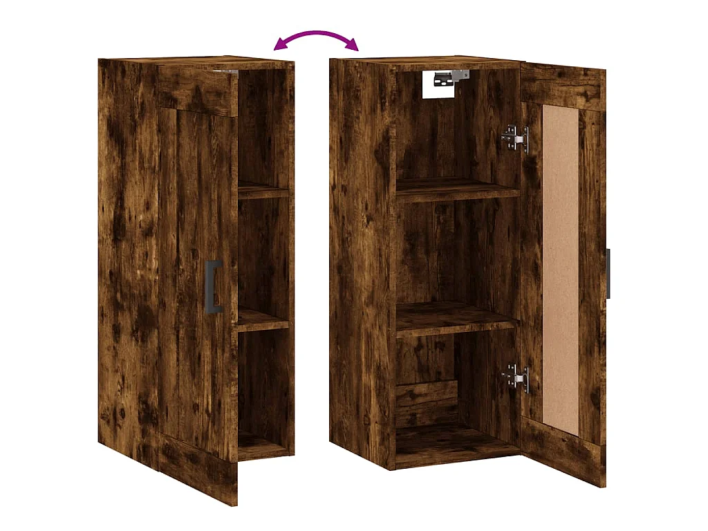 Mobile a Parete Rovere Fumo 34,5x34x90 cm in Legno Multistrato