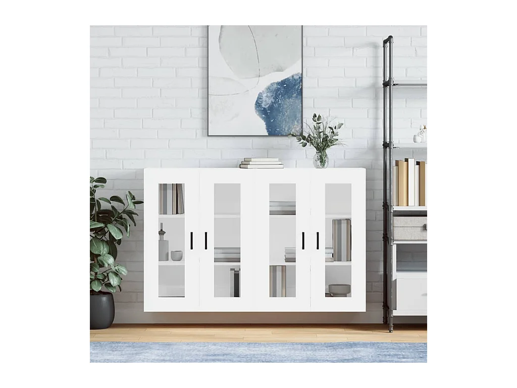 Armoires murales 2 pcs blanc bois d'ingénierie