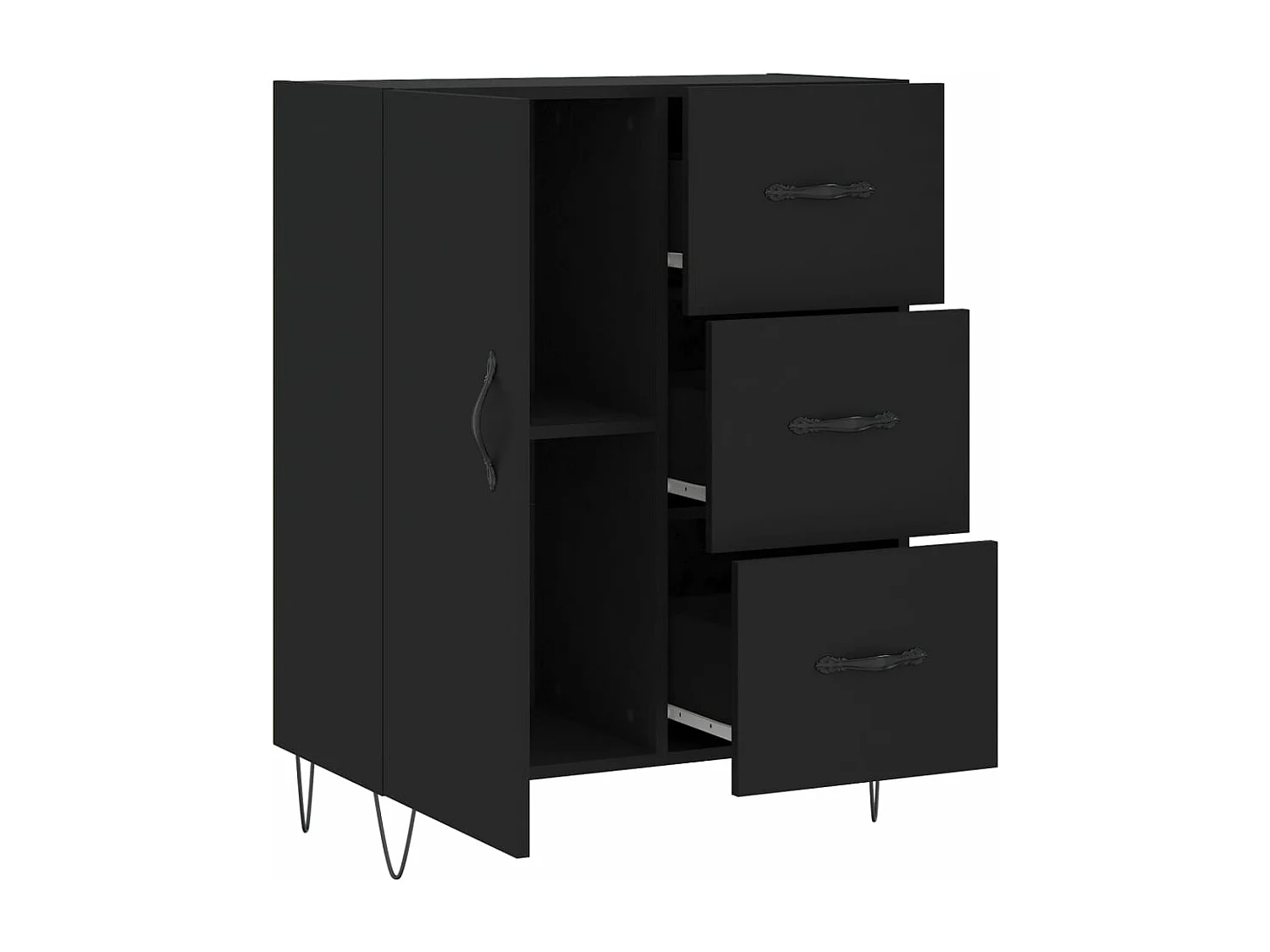 Buffet noir 69,5x34x90 cm bois d'ingénierie