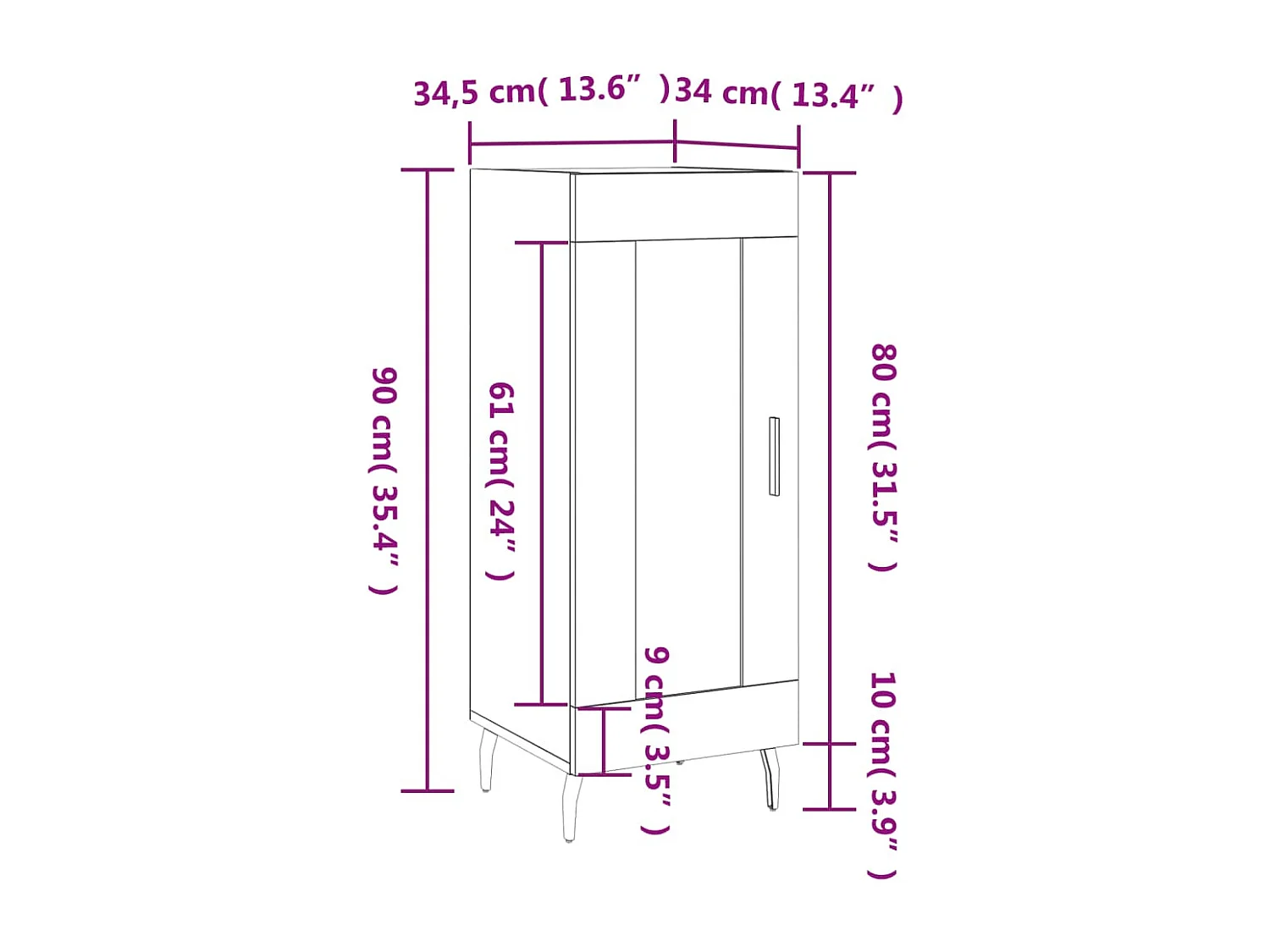 Buffet Chêne fumé 34,5x34x90 cm Bois d'ingénierie