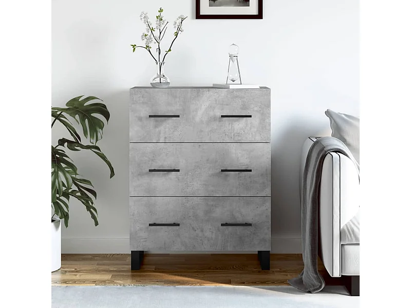 Aparador de madera de ingeniería gris hormigón 69,5x34x90 cm