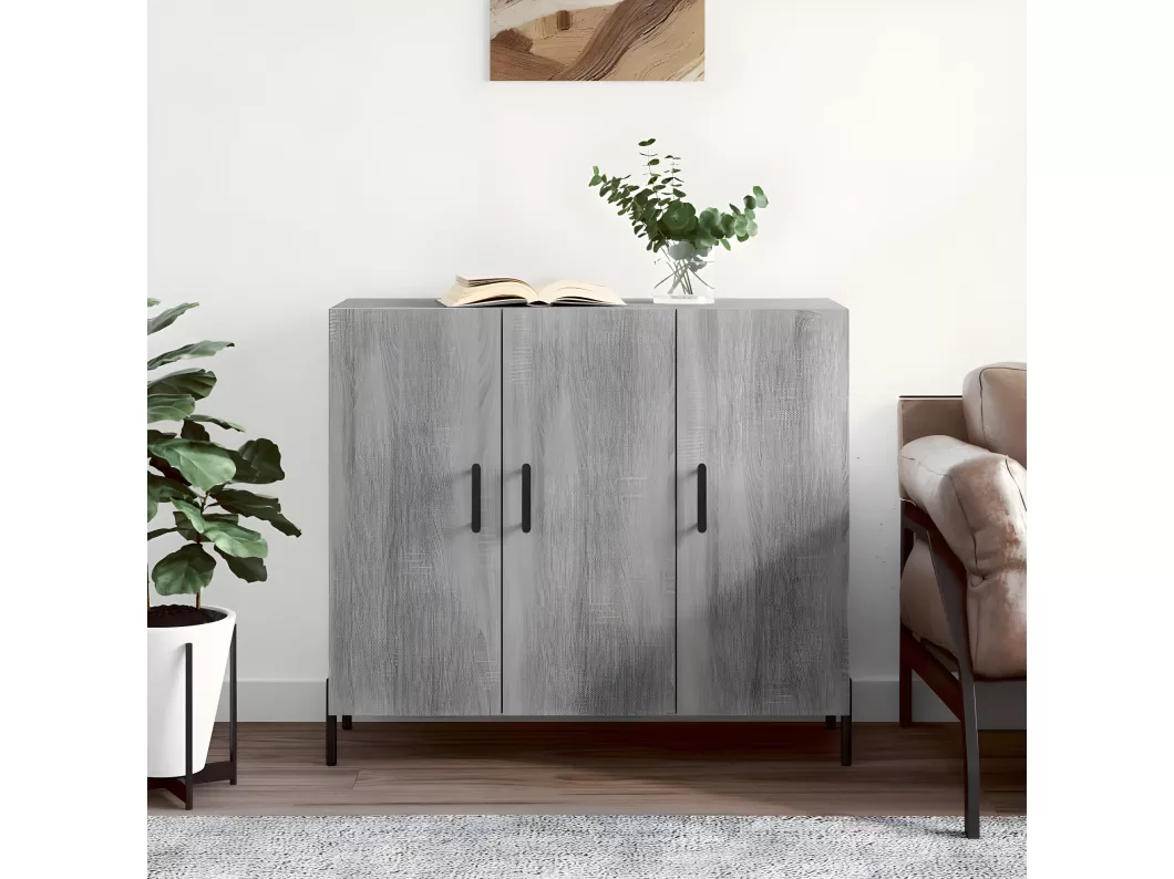 Kauf Unique Sideboard Grau Sonoma 90x34x80 cm Holzwerkstoff