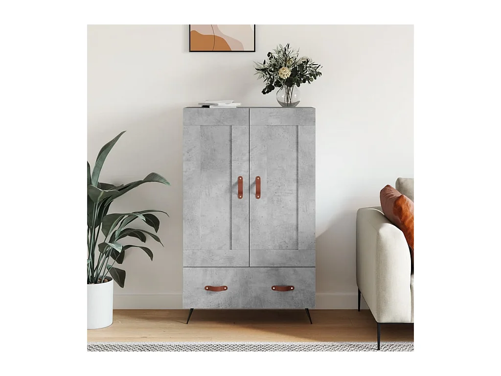 Buffet haut gris béton 69,5x31x115 cm bois d'ingénierie