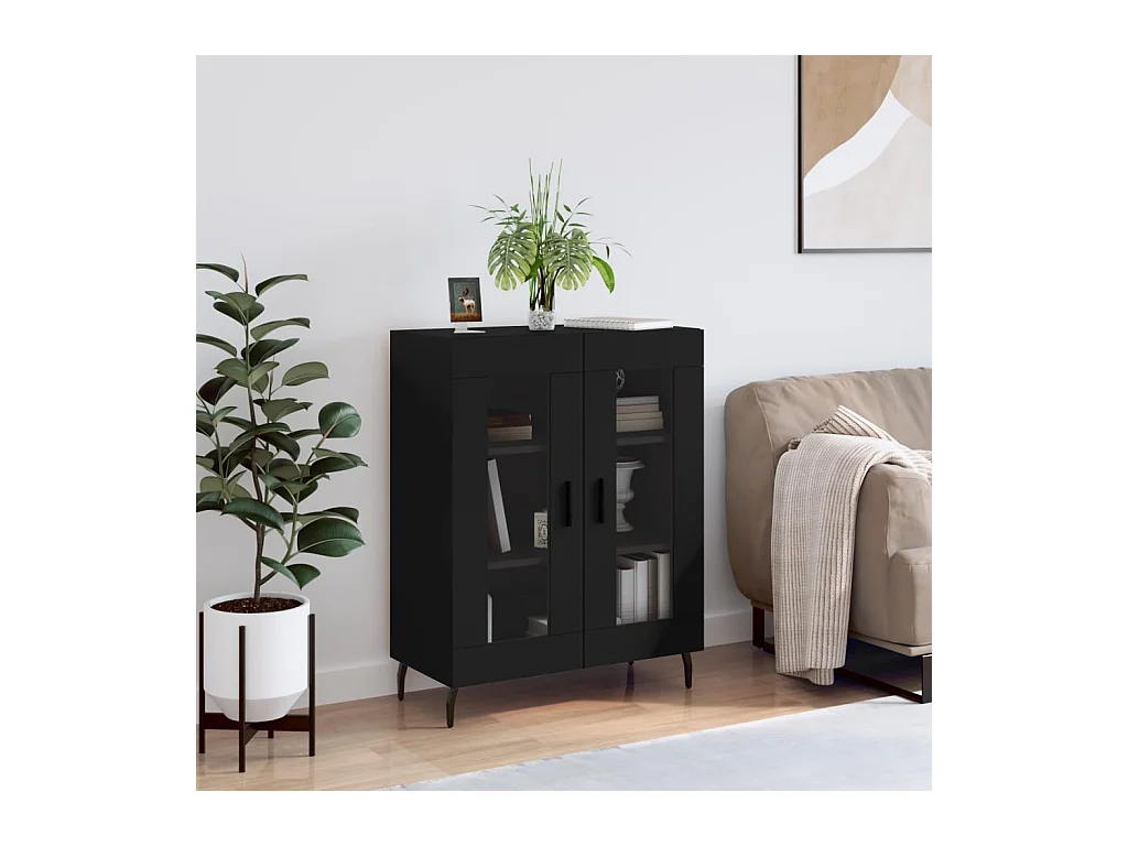 Credenza Nera 69,5x34x90 cm in Legno Multistrato