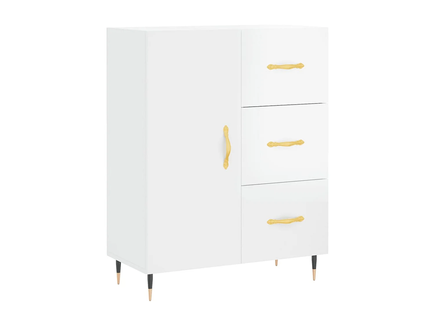 Buffet Blanc brillant 69,5x34x90 cm Bois d'ingénierie
