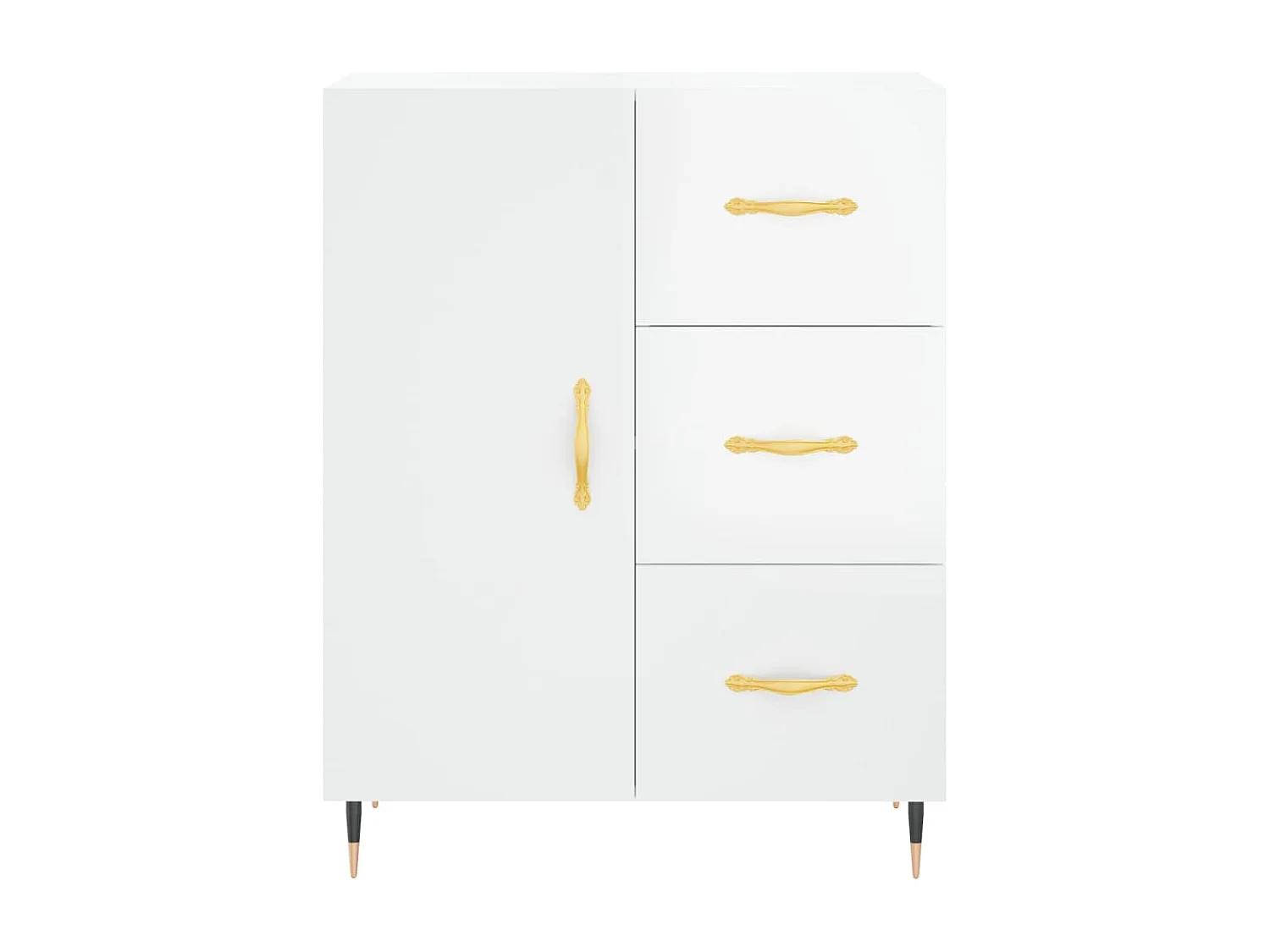 Buffet Blanc brillant 69,5x34x90 cm Bois d'ingénierie