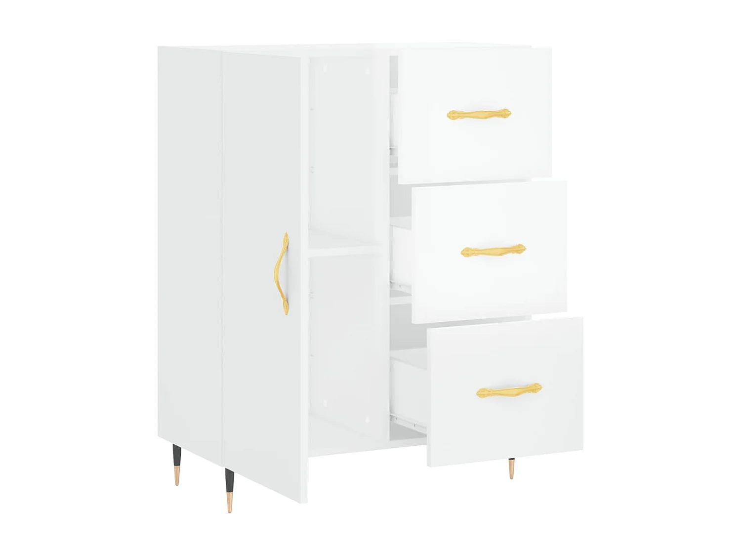 Buffet Blanc brillant 69,5x34x90 cm Bois d'ingénierie