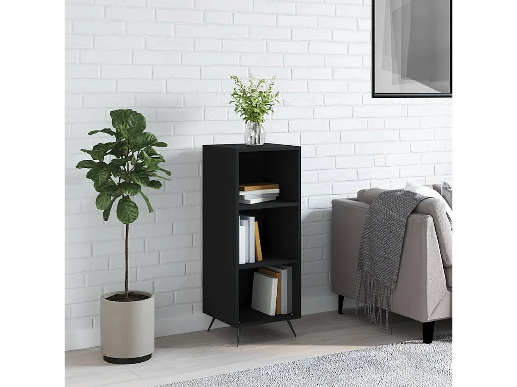 Armoire à étagères noir 34,5x32,5x90 cm bois d'ingénierie