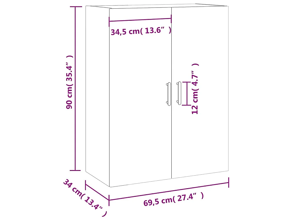 Mobile a Parete Grigio Sonoma 69,5x34x90 cm