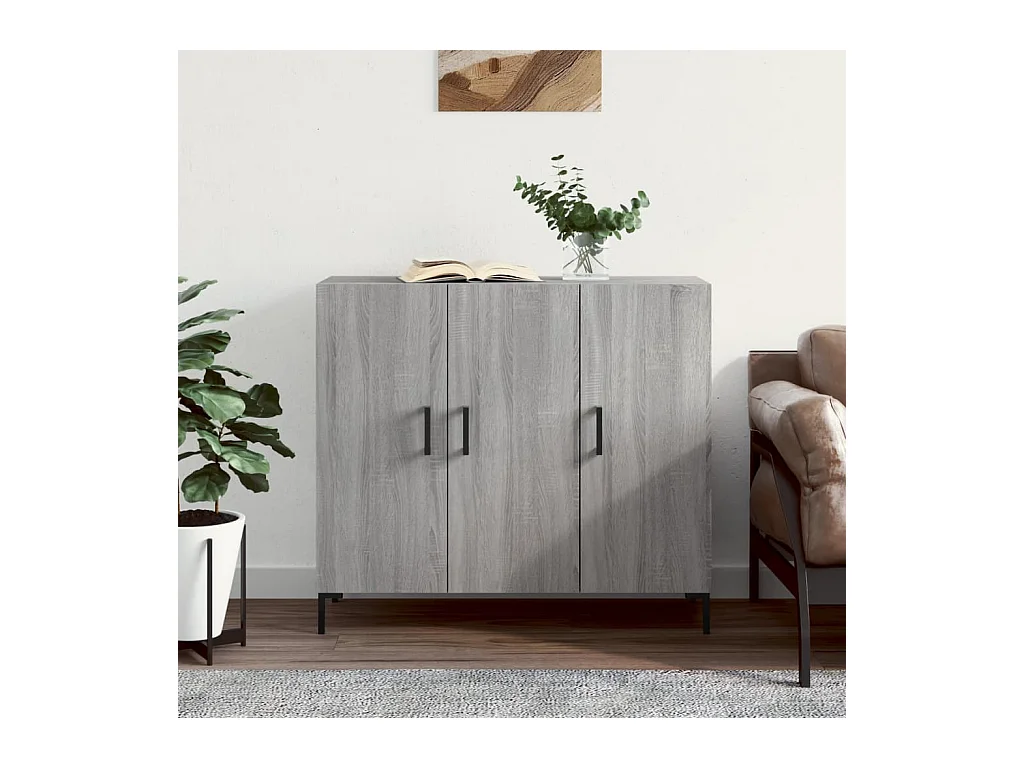 Dressoir 90x34x80 cm bewerkt hout grijs sonoma eikenkleurig